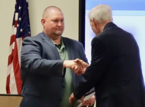 Jamie Rogers, who’s retiring as Beulaville’s police chief at the end of this month, was honored with the Police Officer of the Year Award at the Beulaville Chamber’s annual banquet on Feb. 22.