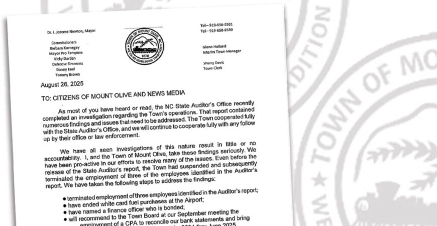 Audit fallout: Mount Olive terminates staff, ends fuel perk, eyes CPA hire